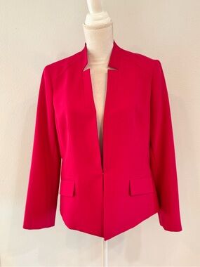 Kasper Hot Pink Open Front Blazer Women’s Size 10 Career Office Statement Jacket